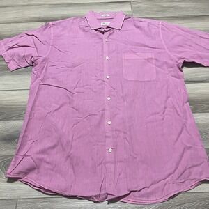 Peter Millar Mens Seaside Garment Dyed‎ Sport Shirt Large Pink Silk Blend